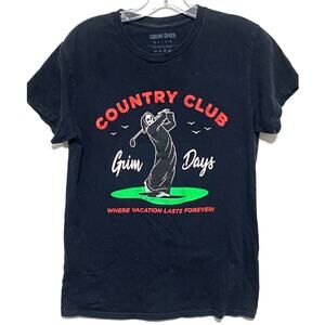 Grim Days Golf Country Club Reaper Black Shirt Mens S Halloween Costume Goth Emo